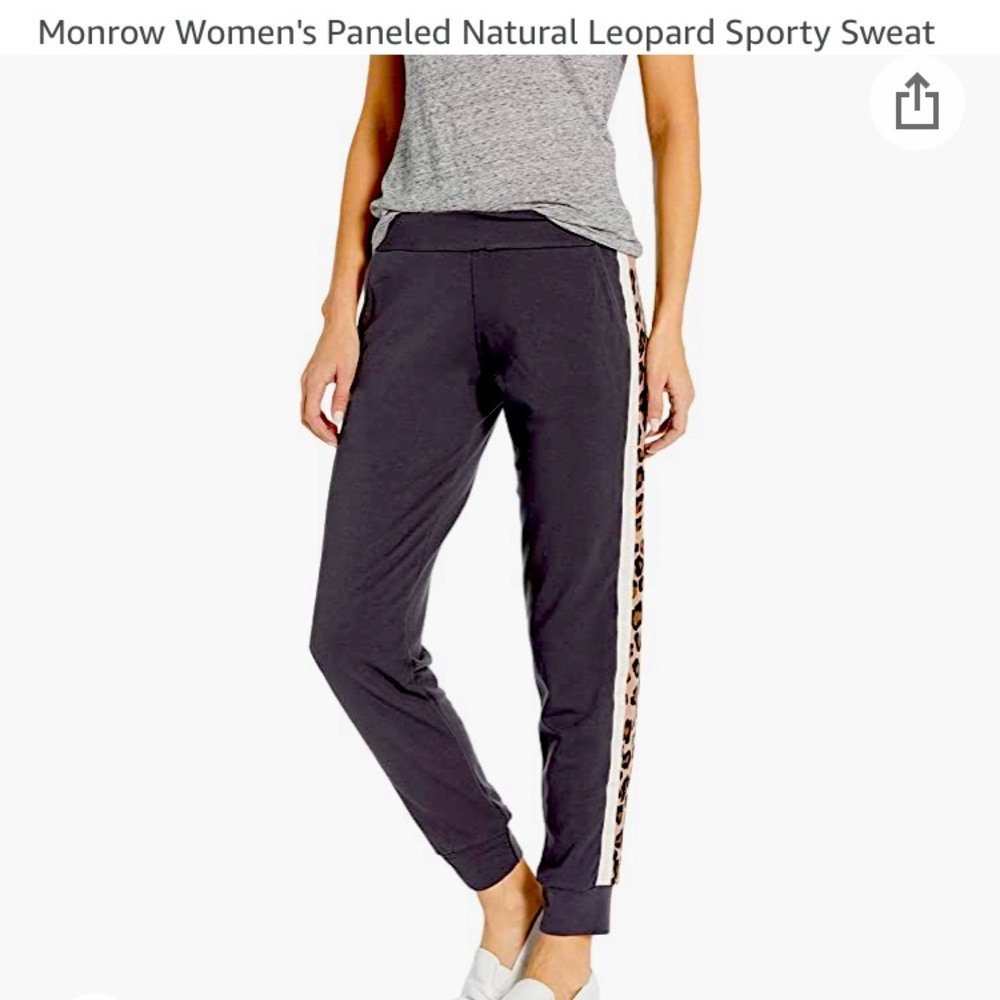 Monrow Womens Paneled Natural Leopard Sporty Sweat